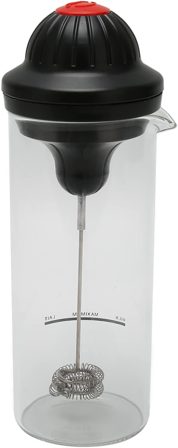 Handheld Milk Frother, Battery Powered Electric Handheld Milk Foam Maker with Heatproof Glass for Egg Cream Coffee