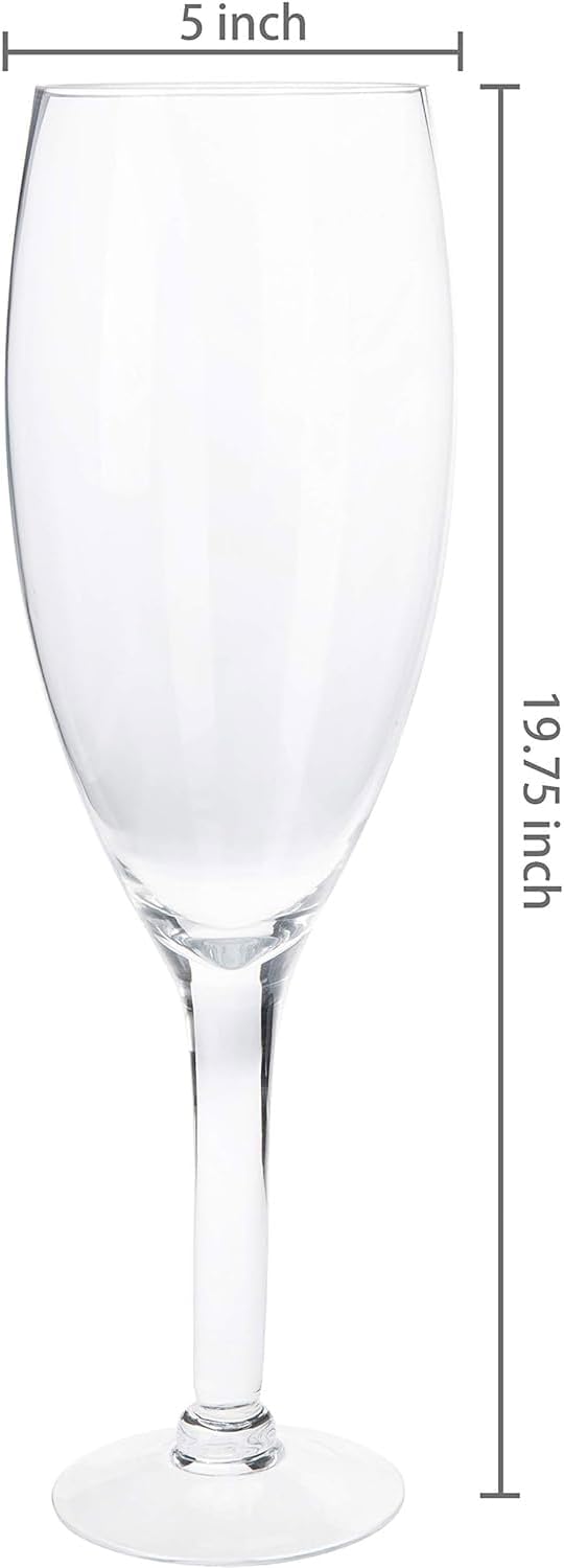 MyGift 20" Oversized Champagne Flute Glass Vase - Large Decorative Wine Cork Holder, Floral Centerpiece for Home, Bar, Wedding & Party Decor (Sturdy Freestanding Design)