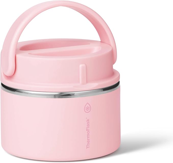 ThermoFlask Insulated Food Jar with Leakproof Lid (12 oz, Blush) - Stainless Steel Food Containers for Hot & Cold Meals, Lunch, Soup & Snacks