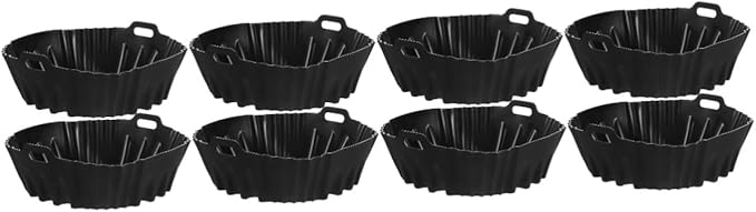Gadpiparty 8pcs Air Fryer Silicone Liners Non-stick Baking Tray for Air Fryer Accessories Silicone Baking Mats for Easy Cleaning for Chicken Fish