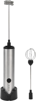 Electric Milk Frother Stainless Steel Handheld Mini Milk Mixer USB Rechargeable with LED Power Display - Quiet Operation, Detachable Head, Portable for Coffee and Kitchen Use