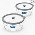 Glass Food Storage Containers with Lids, 90 & 52 oz, BPA-Free | Airtight & Leakproof Glass Containers Microwave Freezer Dishwasher Safe Premium Borosilicate Glass for Meal Prep