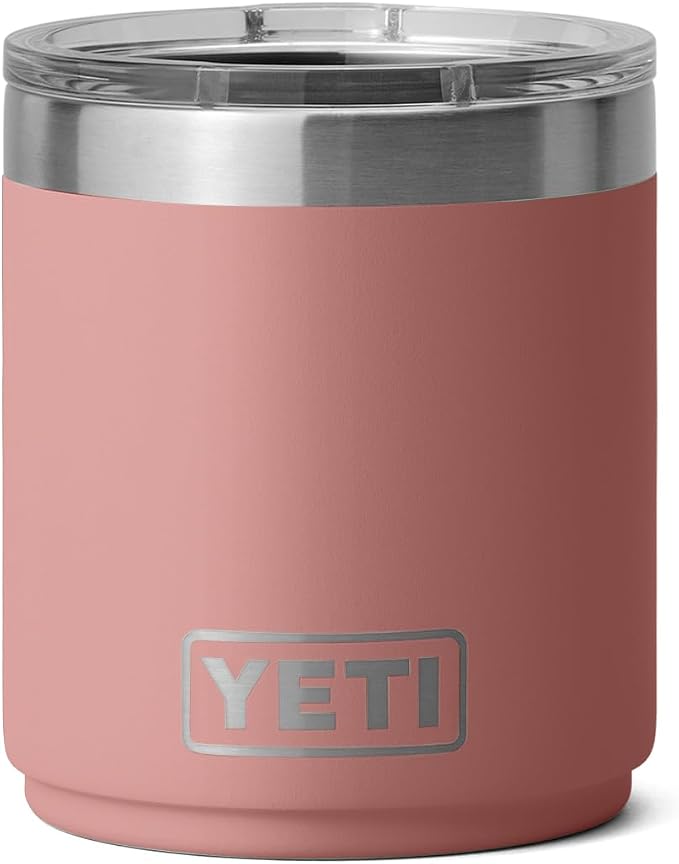 YETI Rambler 10 oz Stackable Lowball 2.0, Vacuum Insulated, Stainless Steel with MagSlider Lid, Sandstone Pink