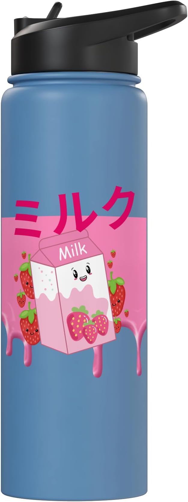 Retro 90s Japanese Kawaii Strawberry Milk Shake Carton Funny Stainless Steel Insulated Water Bottle