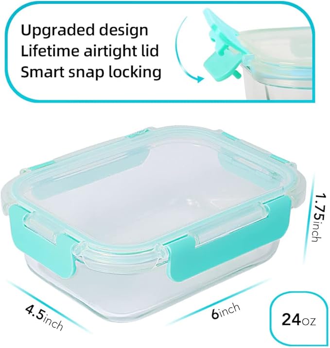DAS TRUST 10 Pack Glass Meal Prep Containers Microwave Safe Meal Prep Bowls Food Storage Containers Glass Food Prep Containers with Lids Lunch Containers for Adults Meal Prep Lunch Box Bento Boxes
