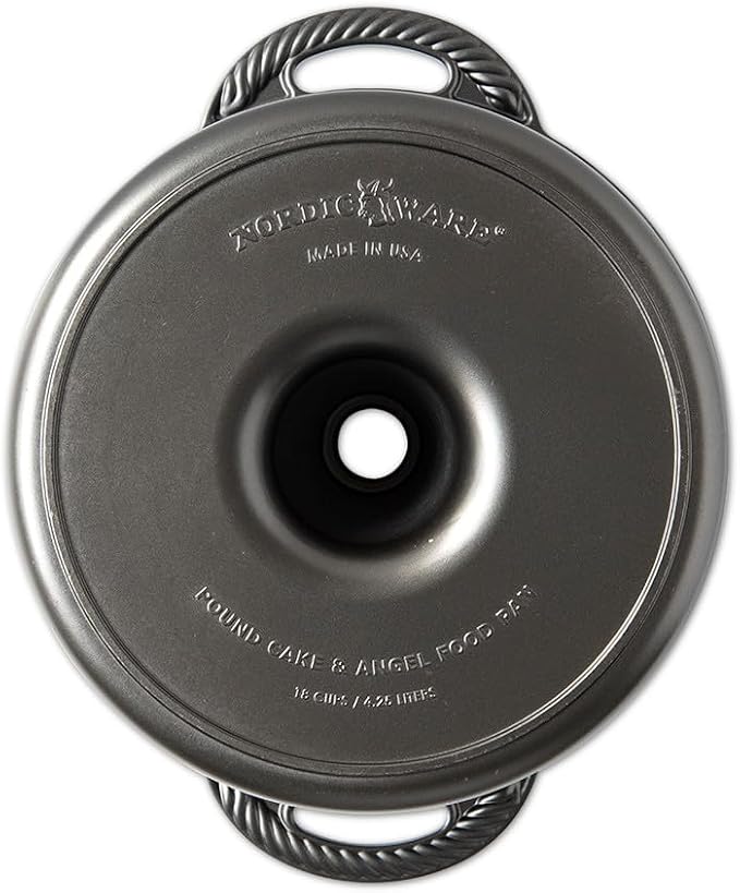 Nordic Ware Classic Cast Pound Cake, Nonstick 10 Inch One Piece Pan - Great for Angel Food, Coffee Cake, 18 Cup - Graphite