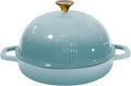 Flavehc Cast Iron Bread Oven With Cloche Lid for Baking - Blue Enameled Dutch Oven With Dome Lid for Sourdough - 5 qt