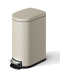 2.6 Gallon Bathroom Trash Can with Lid, Slim Step Pedal Garbage Bin, Stainless Steel Wastebasket with Soft-Close Lid, Removable Inner Bucket & Rear Handle for Bathroom, Office & Small Spaces-Beige