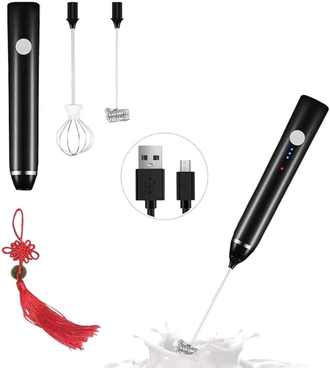 ECO CREST-Premium Whisk Milk Frother – Handheld Electric Coffee Frother with Adjustable Speed | ABS + Stainless Steel Build, 1200mAh Rechargeable Battery