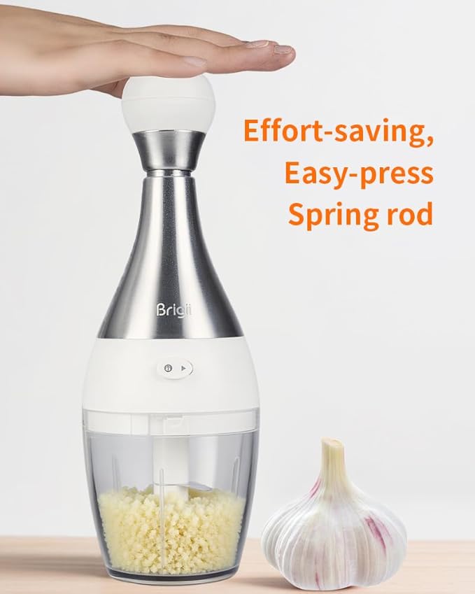 Brigii Garlic Press,Onion vegetable chopper,Food Chopper,Garlic Mincer, for Ginger, Chili, Nuts - Chop into Minced, Dishwasher Safe