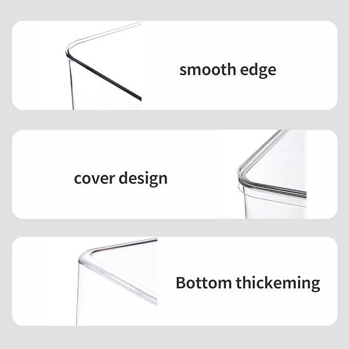 4Extra Large Lidded Plastic container , Clear Stackable Storage Boxes for Cabinets, Organization and Storage for Shelves Office Bathroom (4Extra Large)