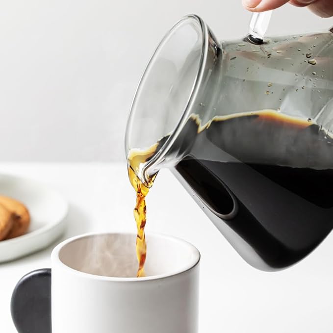 &NE NNS-372 Glass Dripper & Server, Gray, Width 6.7 x Depth 5.3 x Height 5.7 inches (17 x 13.5 x 14.5 cm), Actual Capacity 8.5 fl oz (250 ml), Coffee Set, Heat Resistant Glass, Paper Filter, Microwave