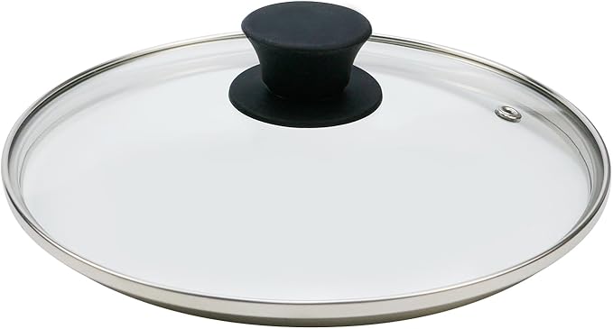 Woogim 9" Tempered Glass Pan Lid with Steam Vent, Thickened to 4mm and Dishwasher Safe and Oven up to 480℉, Universal Lid Fit for Cast Iron Skillets, Frying Saute Pan, Cooking Pot