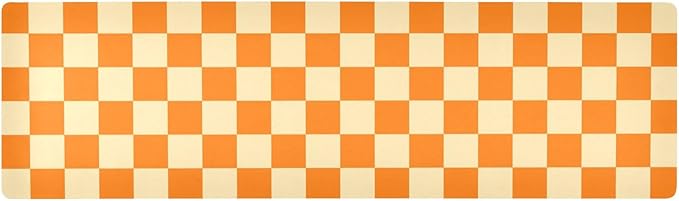 2-in-1 Table Runner Trivet for Hot Dishes Heat Resistant Hot Plate Mat Pad 39x12 Inch Waterproof Table Protector Trivets for Countertop Non Slip Decorative Checkered Orange