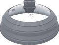 Microwave Splatter Cover Glass Splatter Guard Lid with Collapsible Silicone for Food Pot Plate Cover 11.8 inch Light Grey