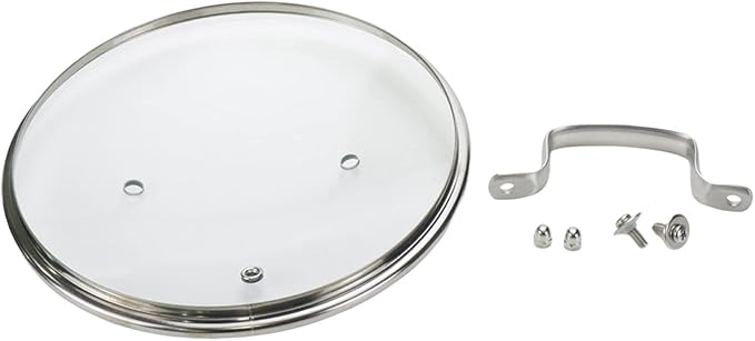 8 Inch Clear Glass Pot Lid for Frying Pan Replacement Cover Can Withstand 356°F (180℃) with Stainless Steel Arch Bridge Handle,Matte Silver