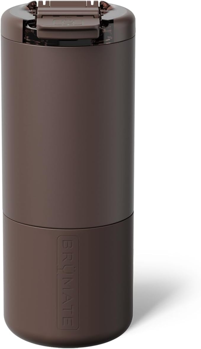 BrüMate Strova 18oz 100% Leakproof Insulated Coffee Mug | Ceramic-Lined Interior | Built-In Silicone Sleeve for Travel | Locking Flip Lid (Java)