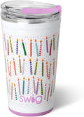 Swig Life 24oz Party Cup, Stackable Insulated Travel Coffee Tumbler with EZ Slider Lid, Cup Holder Friendly, Stainless Steel 24 oz Tumbler, Reusable Coffee Mug (Make a Wish)