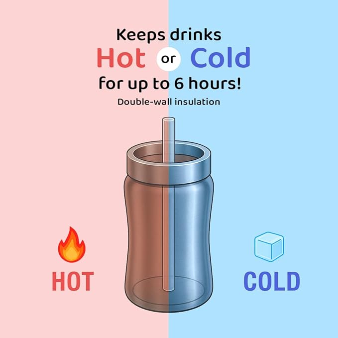 GROSMIMI Insulated 316 Stainless Steel Spill Proof Straw Cup, Water bottle with Flip Top for Toddlers, BPA Free (air balloon, 6oz)