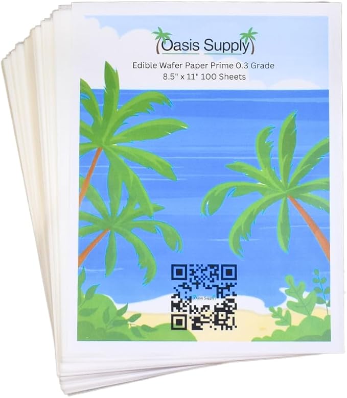 Oasis Supply 100 Piece Edible Rectangle Wafer Paper Pack, 8" by 11", White