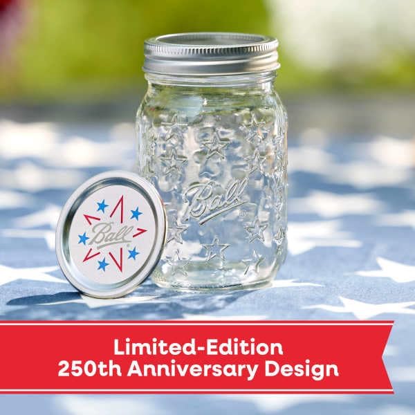 Ball Americana Regular Mouth Glass Mason Jars with Lids and Bands, Used for Canning, Pickling, Juice, Jam, Jelly, Pint Size 16 Ounce, 4 Count (Pack of 1)