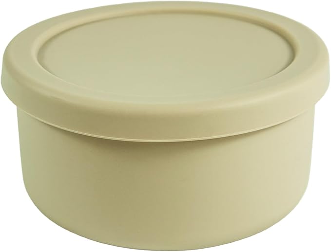 24fl oz (700ml) Silicone Food Storage Containers,Round Bowls with Lids - Meal Prep Containers for Kitchen Serving, Salad & Lunch - Airtight, Microwave/Fridge/Dishwasher Safe, BPA-Free (Beige)