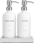 Prus Waso White Soap Dispenser Bathroom Set, Hand and Lotion Dispenser with Pump, Perfect for Bathroom Essentials for New Home. (Silver & White)