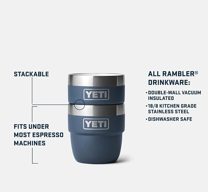 YETI Rambler 4 oz Stackable Cup, Stainless Steel, Vacuum Insulated Espresso/Coffee Cup, 2 Pack