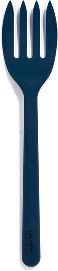 GreenPan Silicone Ultimate Fork, Mixing Stirring Serving, Cooking Kitchen Utensil, Flexible Rubber Nonstick Cookware, Rigid Steel Core, Heat-Resistant, Anti-Slip Handle, BPA-Free Dishwasher Safe, Blue