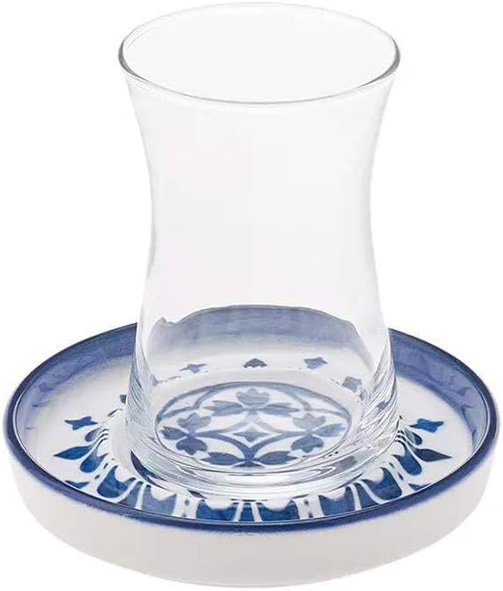 KARACA Zeher Turkish Tea Glasses Set of 12, Tea Cups with Saucers for 6 People, Traditional Turkish Tea Set, Clear Glass, 160ML