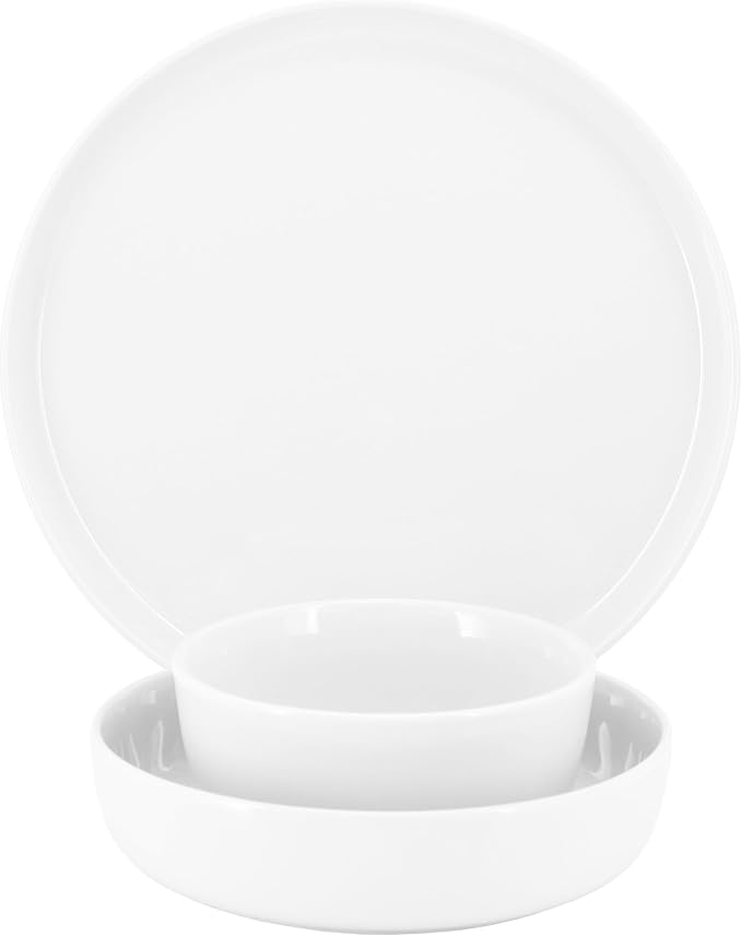 Elama Duncan 18 Piece Porcelain Dinnerware/Tableware Set, Service for 6 (White)