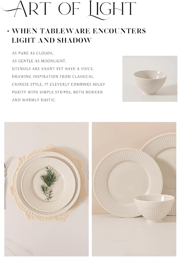 Dinnerware sets plates and bowls sets modern plates,Ceramic Dinnerware Sets,12 Pieces Porcelain Lightweight Plates,Scratch Resistant Dish Set (style - 16, 4 - Set (12pcs))