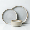 Dinnerware Sets, Plates and Bowls Set for 4, 12 Pieces Ribbed Dishes,Stoneware plates,Plates and Bowls Set for 4, Microwave and Dishwasher Safe Tableware