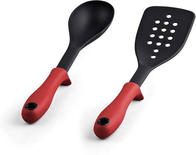 Cook N Home Professional Pots and Pans Nonstick Cookware Set, Belly Shape Kitchen Cooking Set with Frying Pans and Saucepans, Induction Compatible, 10-Piece, Red