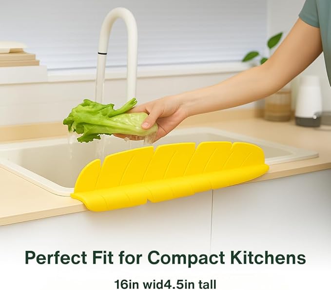 Silicone Kitchen Sink Splash Guard Banana Leaf Shape – Colorful Silicone Sink Splash Guard with Suction Cups, Water Protector for Small Kitchen Sink, Bathtub & Counter by Giftly Moment