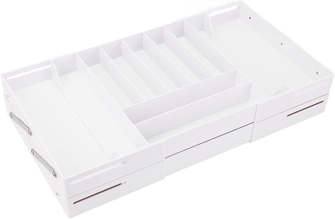 TOPINCN 2 Tier Collapsible Multi Level Drawer Organizer Tray, Folding Smart Drawer Storage, Expandable for Makeup, Jewelry, Silverware, Utensils, Kitchen Office Supplies