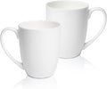 Plain White Fine Bone China Blank Coffee Mugs Set of 2, 11 Oz Tea Cups with Large Handle, Lightweight Ceramic Coffee Mugs, Aesthetic Coffee Cups