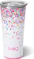 Swig Life 22oz Insulated Tumbler, Travel Coffee Tumbler with Lid, Cup Holder Friendly Travel Coffee Mug, Stainless Steel (Confetti)