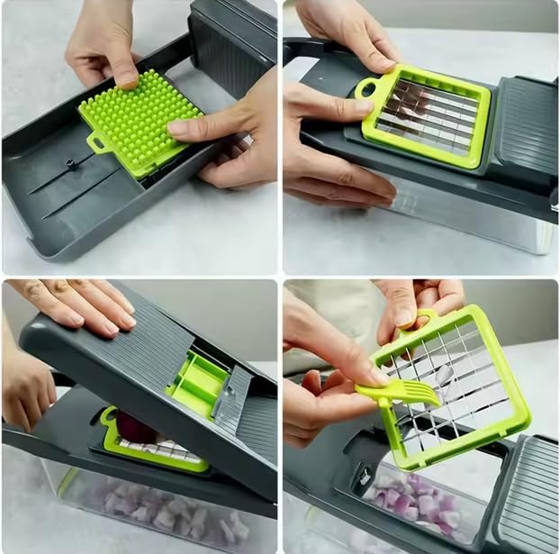 MASTERPREP™ Vegetable Chopper Mandoline Slicer, 15-in-1 Food Dicer with Container, Interchangeable Stainless Steel Blades for Dicing, Slicing, Shredding