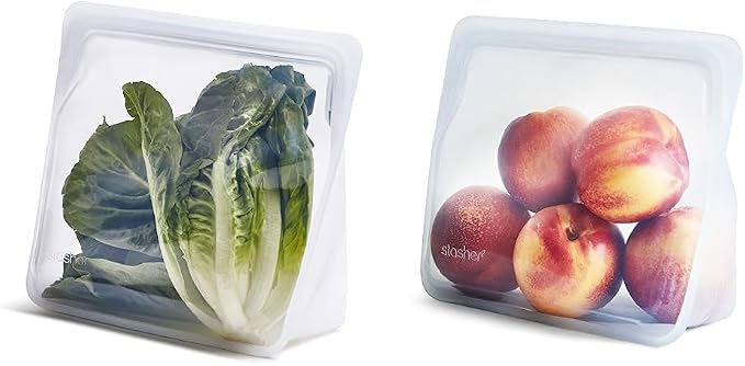 Stasher Reusable Silicone Storage Bags Bundle - Mega & Mid Clear