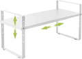 Across-Star Expandable Cabinet Shelf Organizer Rack, Stackable Kitchen Counter Storage Shelves Stand, Adjustable Height Pantry Shelf Spice Rack (White, 1 Pack)