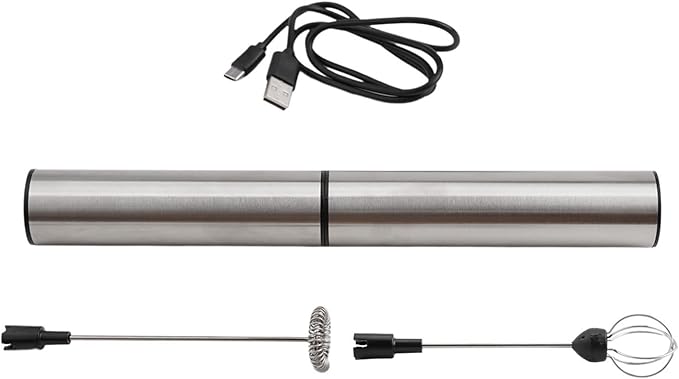 USB Electric Milk Frother Handheld Stainless Steel Foam Maker with Two-Speed 11000/13000RPM Rechargeable 800mAh Battery