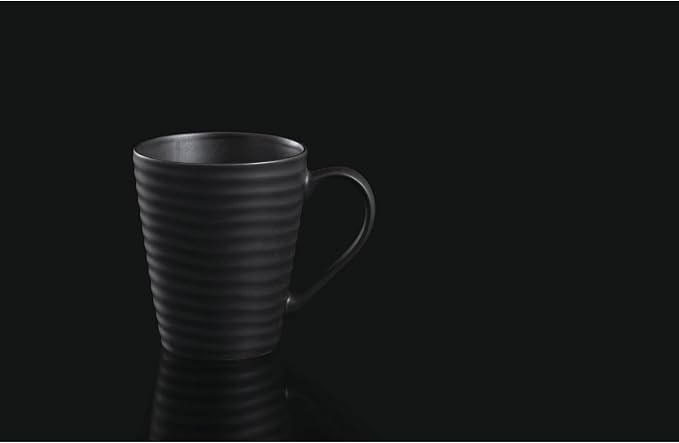 Oneida 895943 Ridge Black Mugs, Set Of 4