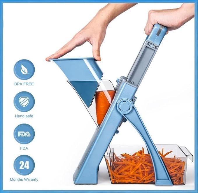New Mandoline Slicer for Kitchen,Potato Slicer Thickness Adjuster,Veggie Onion Dicer Faster Kitchen Mandolin for Meal Prep, safe Vegetable Chopper and slicer vegetable cutter,French Fry Cutter, (Blue)