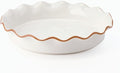 SIDUCAL Pie Pan for Baking 10.5 inch,NonStick Reusable Ceramic Pie Plate with Ruffled Edge,Dishwasher and Oven Safe,Deep Dish Pie Pan for Apple Pie,Quiche,Pot Pies, Tart, etc（White）