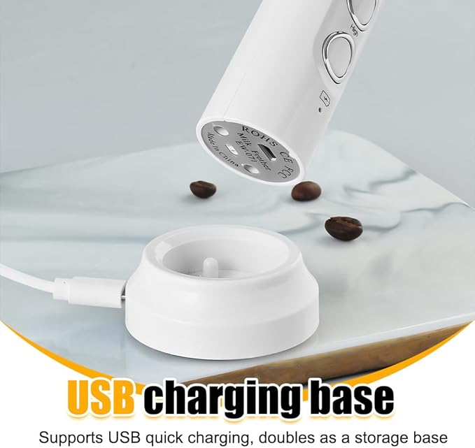 Rechargeable Milk Frother, Handheld Electric Mini Foam Maker with 3 Adjustable Speed for Coffee, Latte, Hot Chocolate, Portable Drink Mixer and Whisker