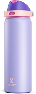 32 oz Insulated Water Bottle for Women: Meoky Stainless Steel Metal Water Bottle with 2-in-1 Straw and Spout Lid - Leak Proof, Cold for 24 Hours, Protective Silicone Base, BPA-Free for Sports, Orchid