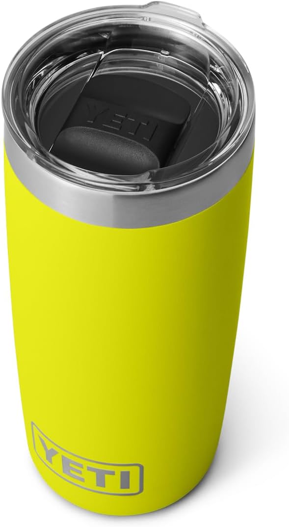 YETI Rambler 10 oz Tumbler, Stainless Steel, Vacuum Insulated with MagSlider Lid, Firefly Yellow | Vacuum Insulated