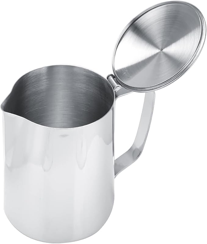 Frothing Pitcher, Steaming Pitchers, Stainless Steel Coffee Cup Mug Milk Frothing Jug with Lid for Latte Coffee Art(1000ML)