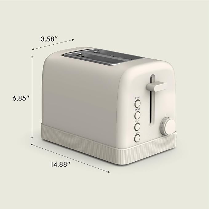 bella 2 Slice Toaster,6 Setting Shade Control w Reheat,Cancel,Bagel & Defrost Buttons,Removable Crumb Tray,Anti Jam & Auto Shutoff,Auto Centering Guides-& Cord Wrap,900 Watt,Oatmilk,(Pack of 6)